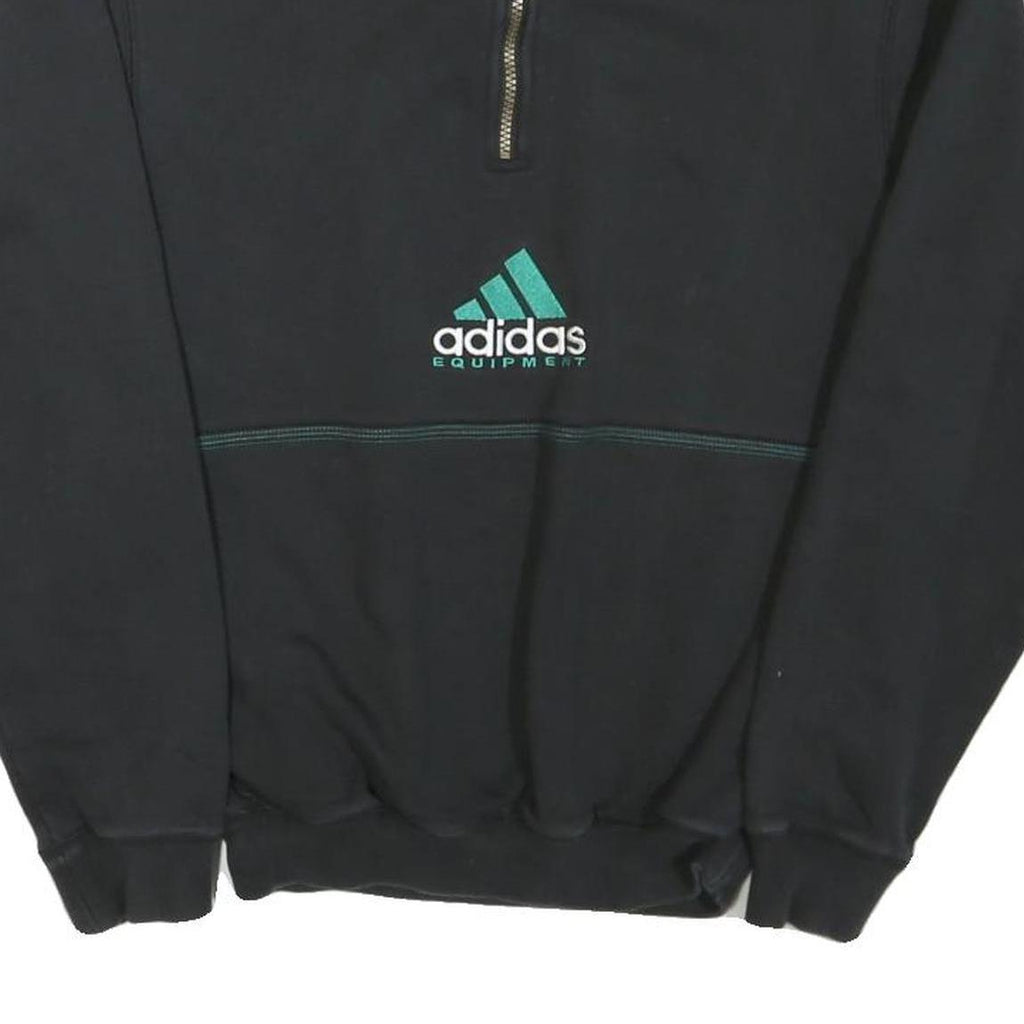 ADIDAS Mens Black & Teal Equipment Sweatshirt Collared XS Half Zip Casual Sport