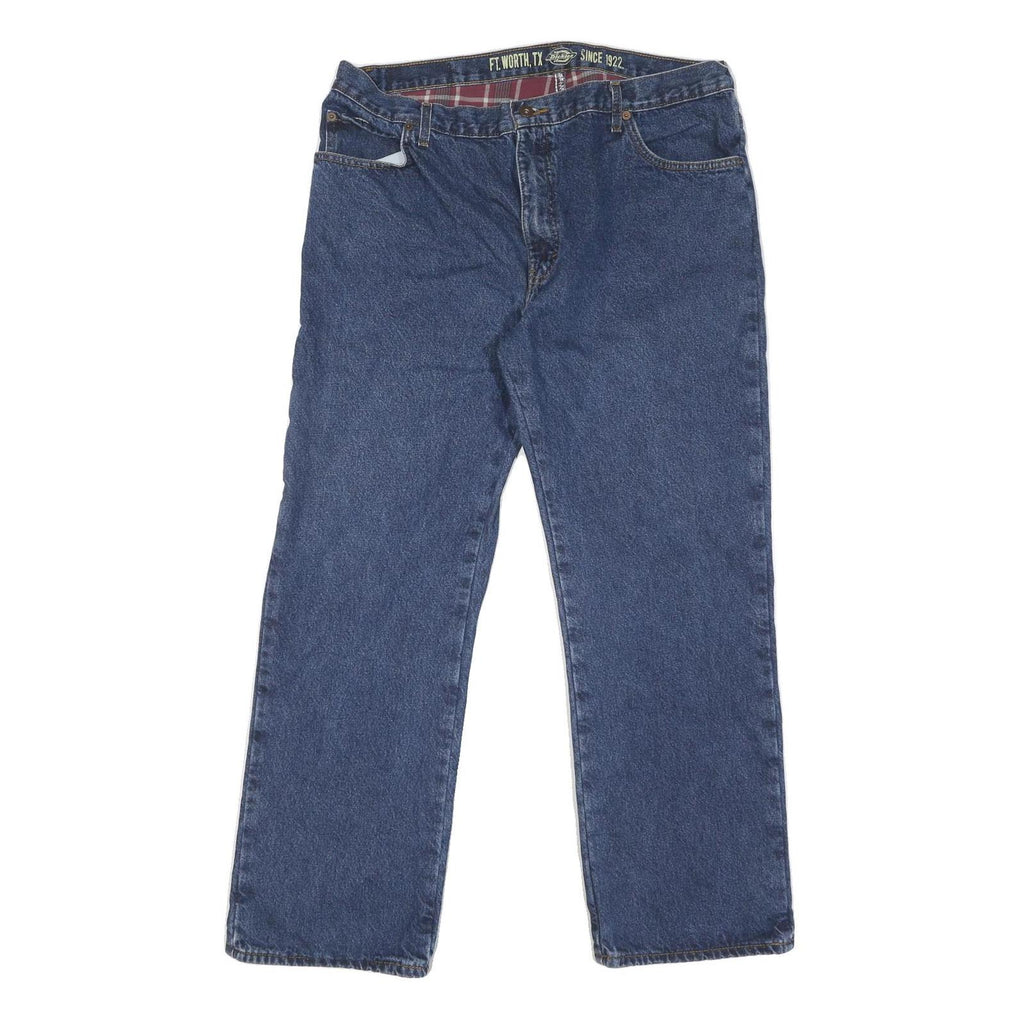 DICKIES Mens Blue Regular Straight Leg Denim Cotton Blend Medium W38 L30