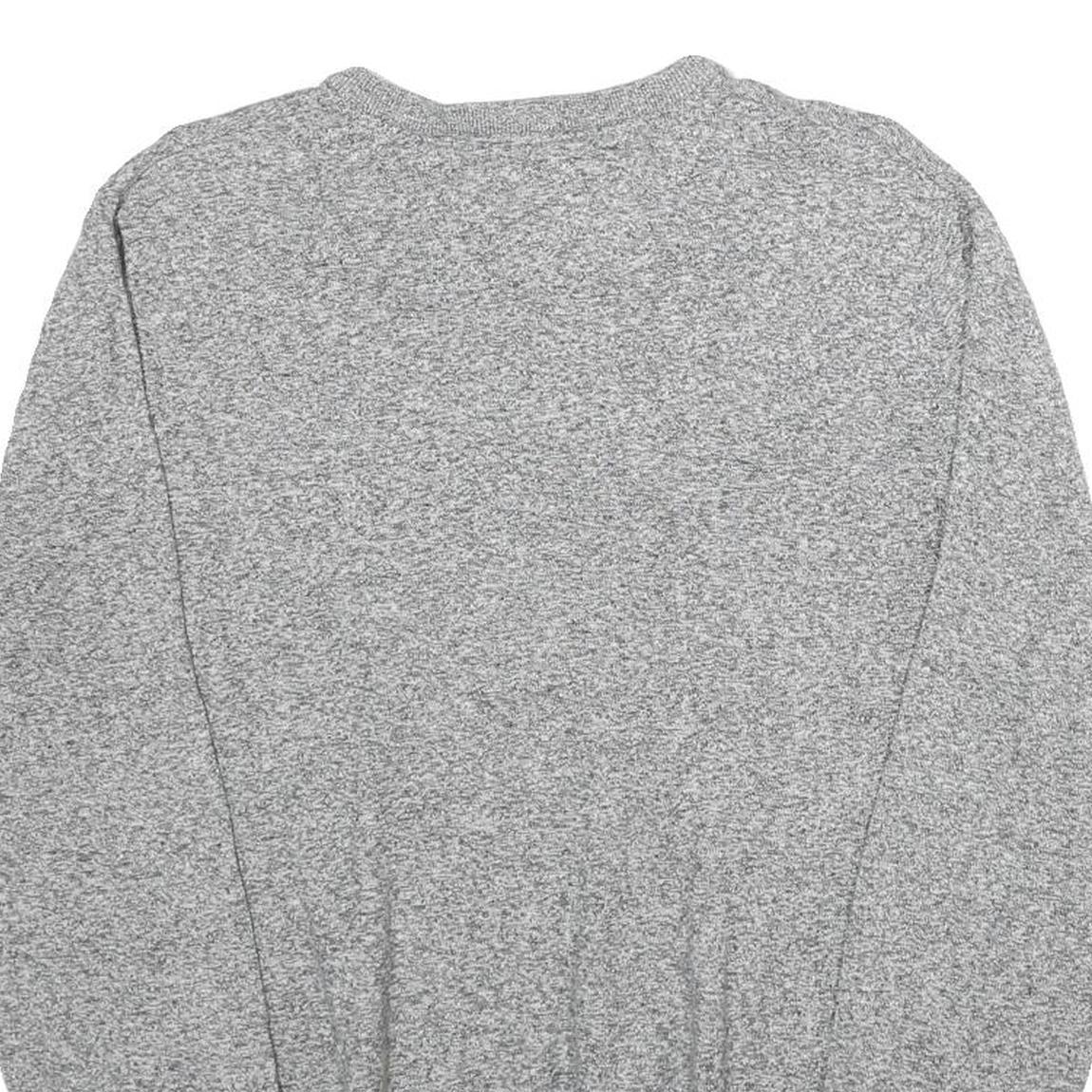 TOMMY HILFIGER Mens Grey Plain Cotton V-Neck Basic Knit Jumper L Classic Style