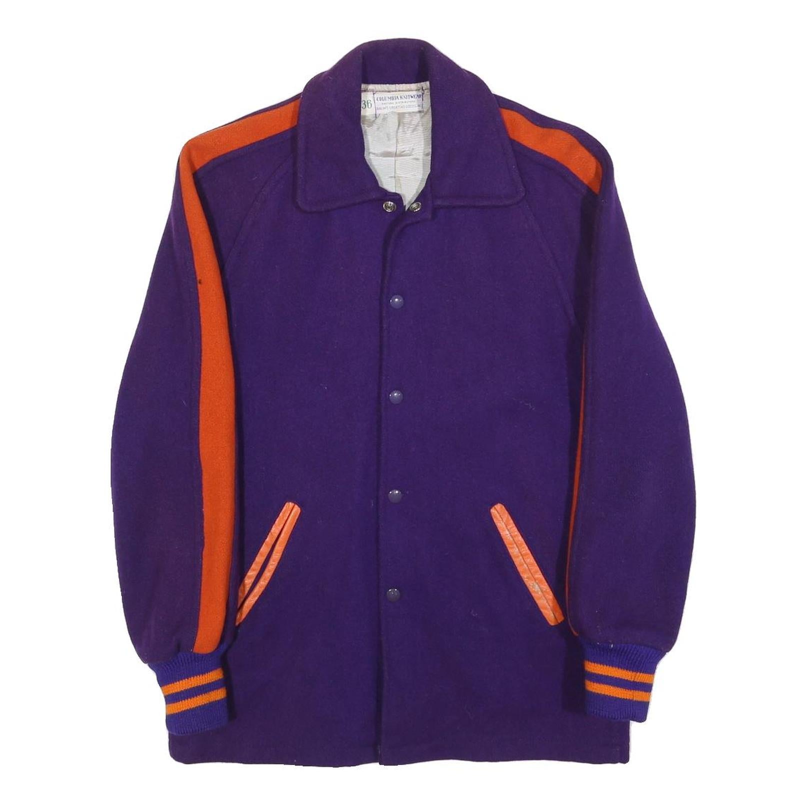 COLUMBIA KNITWEAR Mens Purple & Orange Classic Jacket S Wool Blend Plain