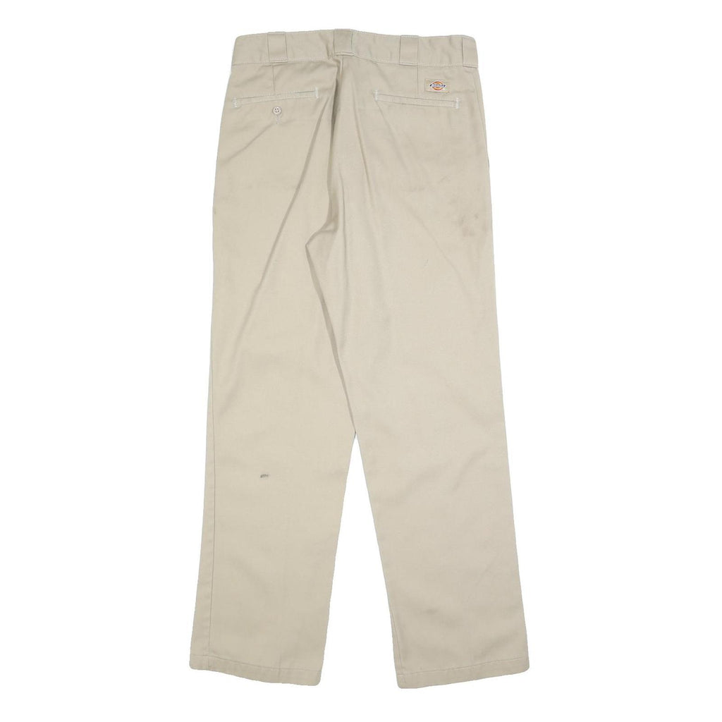 DICKIES Mens Regular Fit Beige Cotton Blend Trousers W33 L32 Workwear Zip