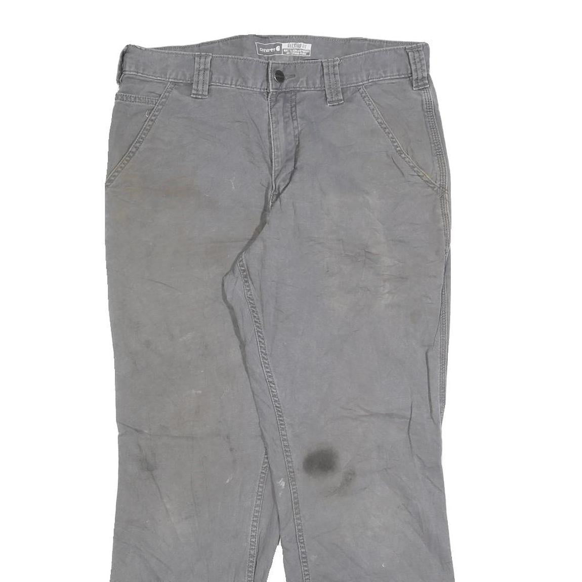 CARHARTT Mens Cotton Blend Grey Relaxed Straight Trousers W32 L30 Workwear