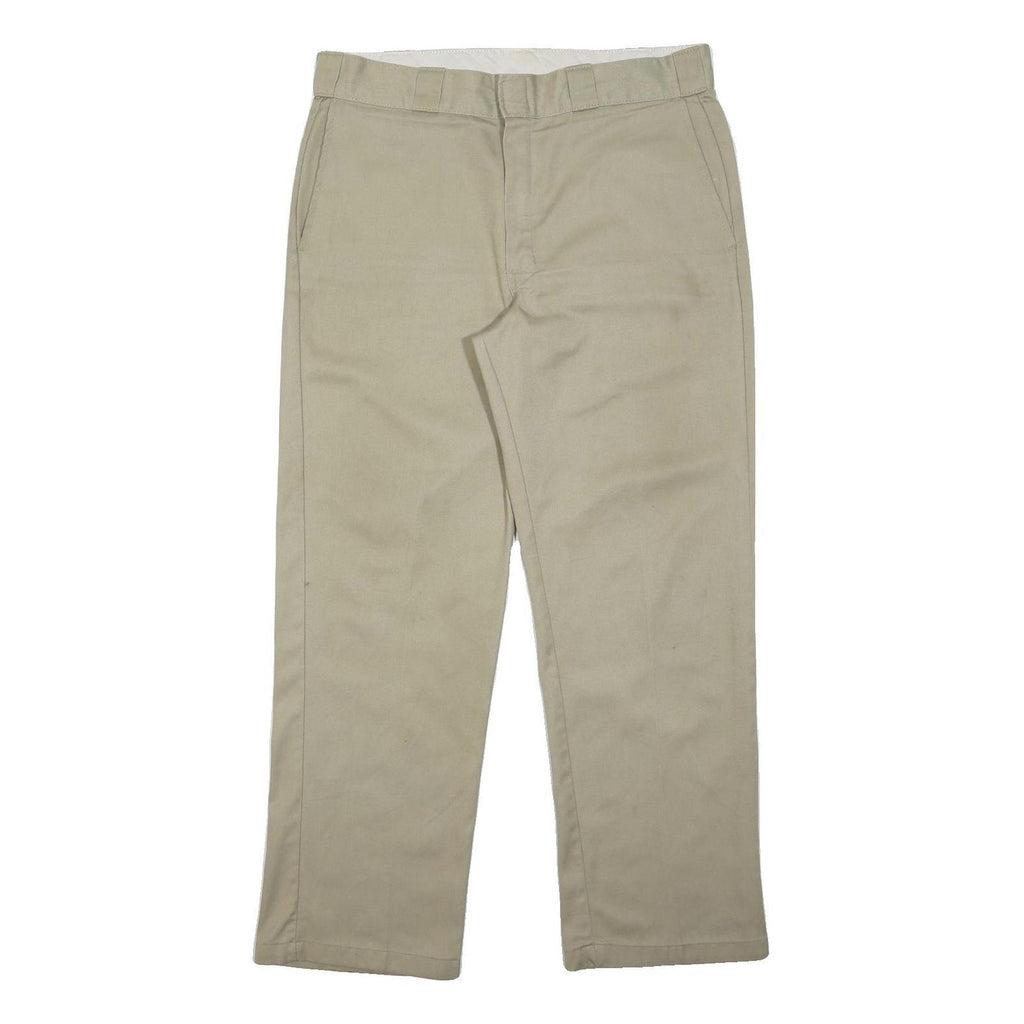 DICKIES Mens Regular Fit Beige Cotton Blend Trousers W34 L30 Workwear Classic