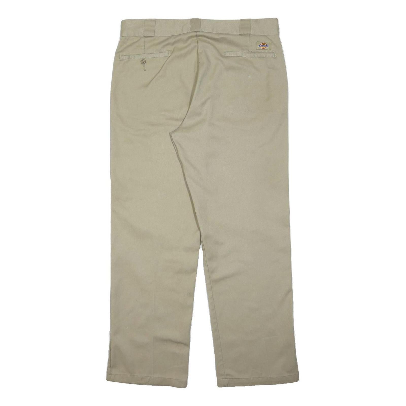 DICKIES Mens Regular Fit Beige Cotton Blend Trousers W34 L30 Workwear Classic