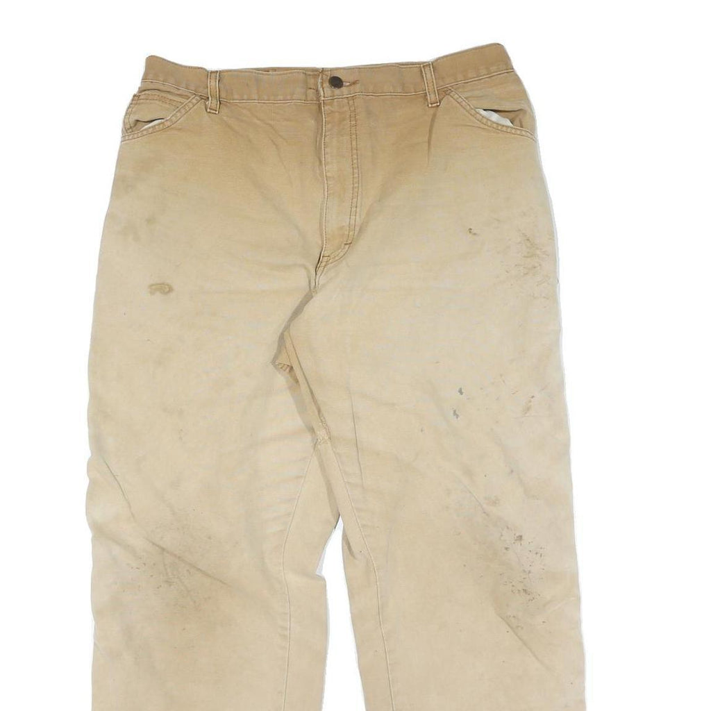 DICKIES Mens Cotton Beige Regular Straight Trousers W34 L30 Workwear Utility