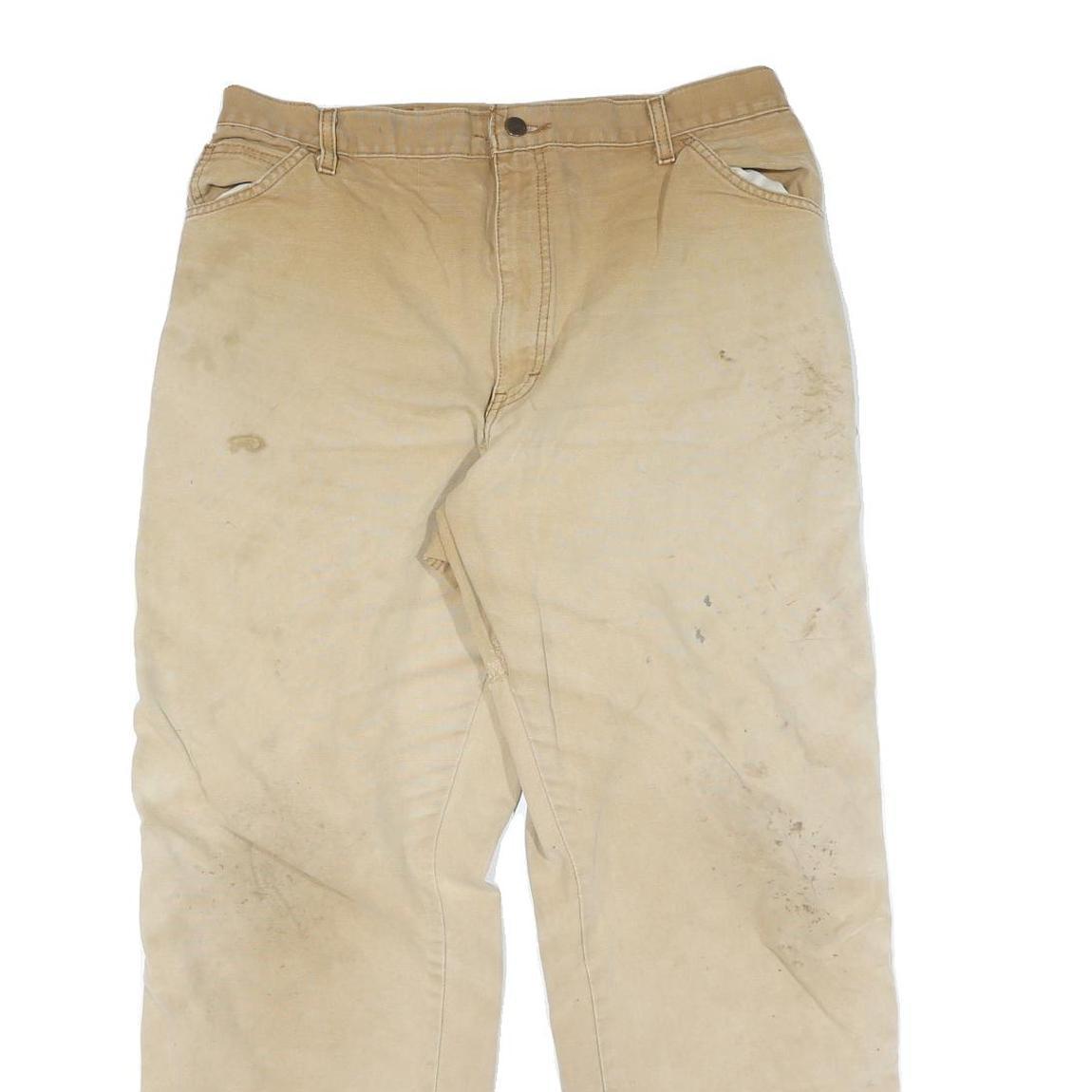 DICKIES Mens Cotton Beige Regular Straight Trousers W34 L30 Workwear Utility