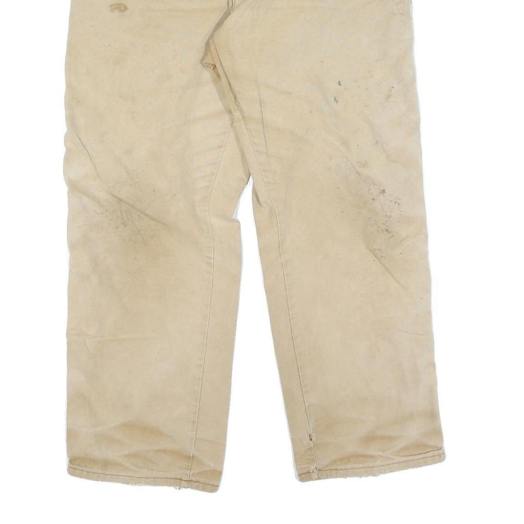 DICKIES Mens Cotton Beige Regular Straight Trousers W34 L30 Workwear Utility