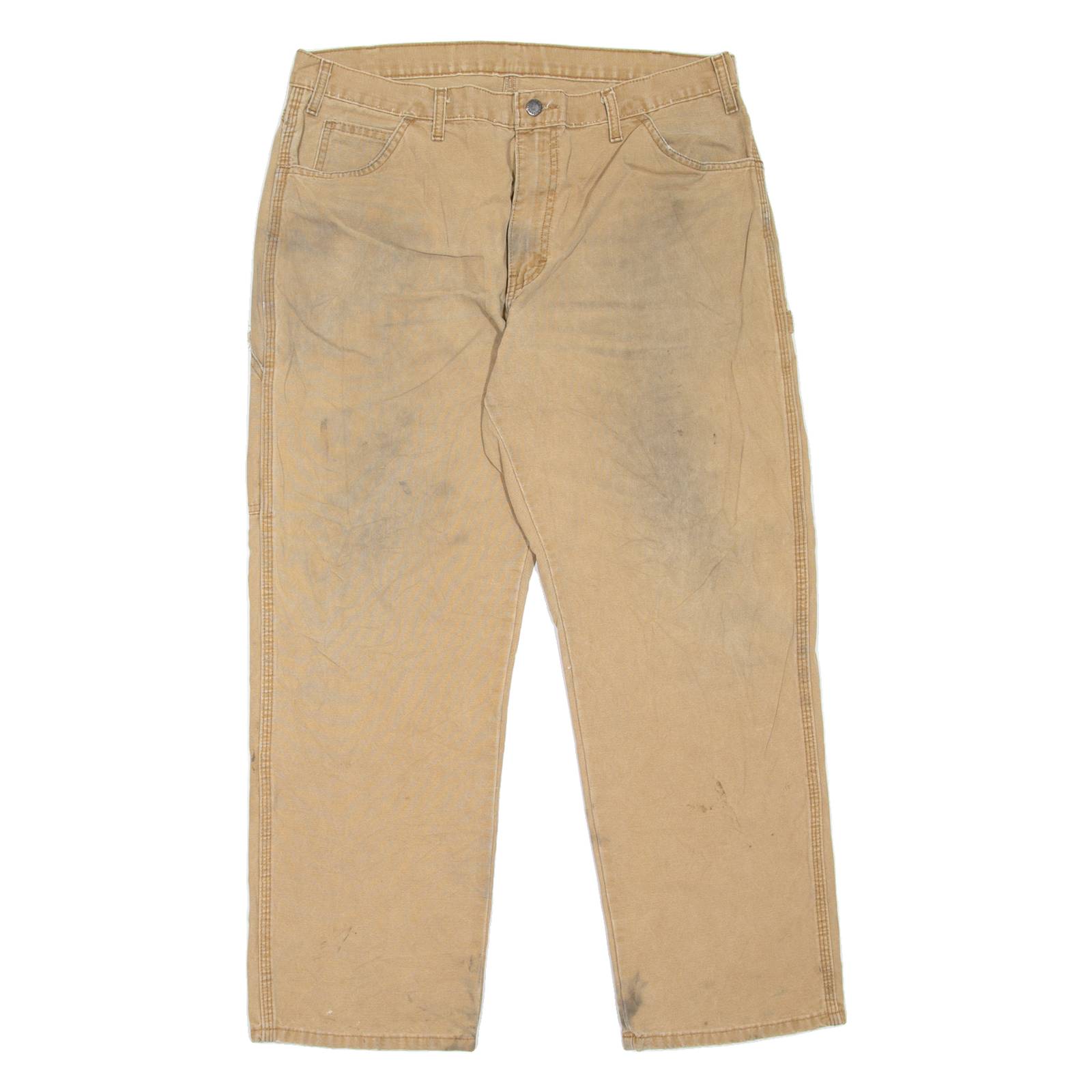 DICKIES Carpenter Workwear Mens Jeans Beige Relaxed Tapered W38 L30