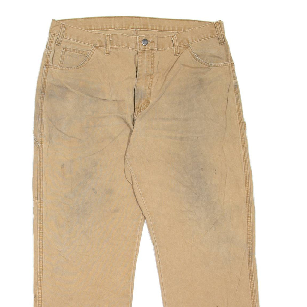 DICKIES Carpenter Workwear Mens Jeans Beige Relaxed Tapered W38 L30