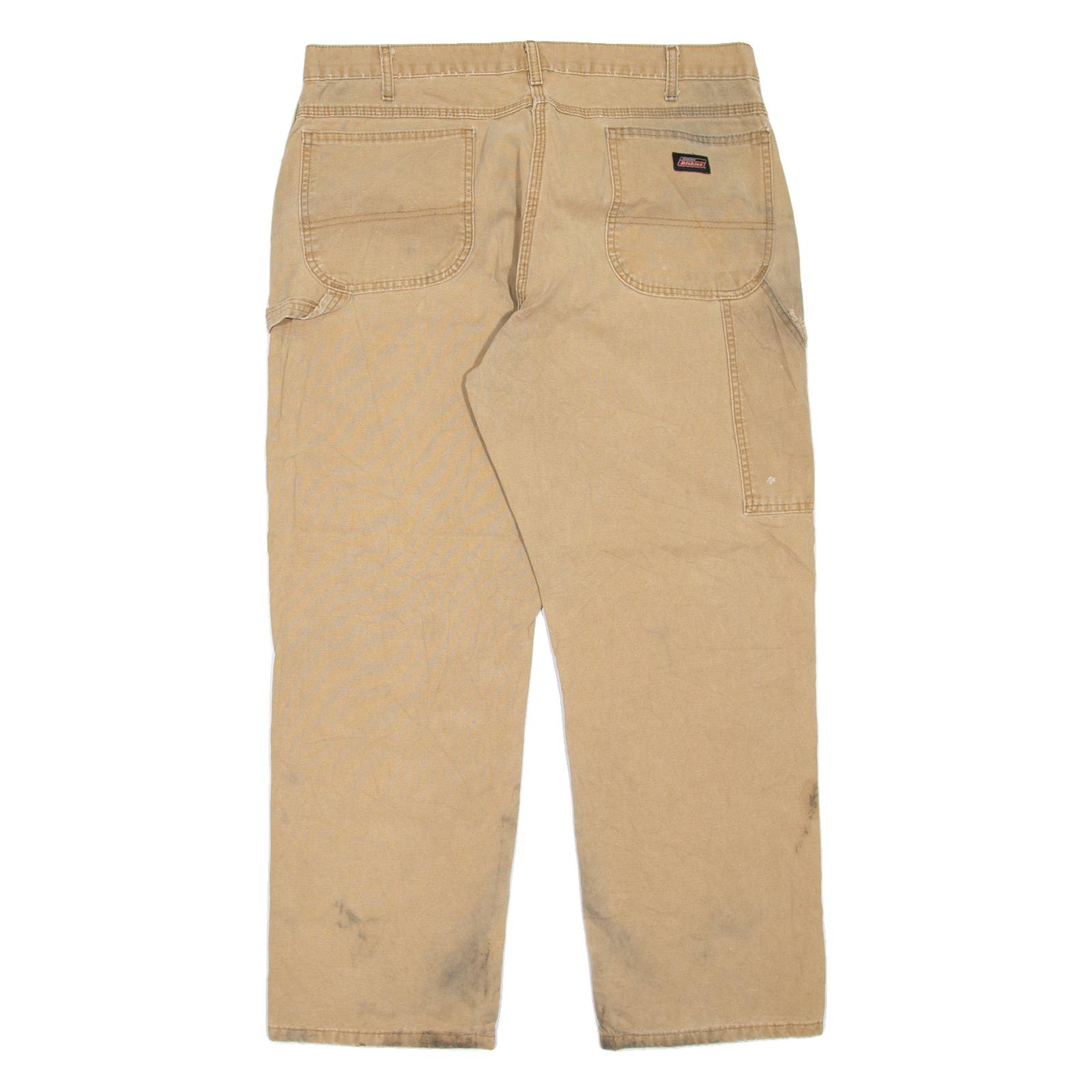 DICKIES Carpenter Workwear Mens Jeans Beige Relaxed Tapered W38 L30