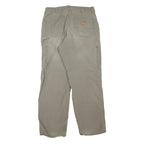 CARHARTT Mens Regular Beige Cotton Blend Trousers W34 L32 Workwear Zip Closure