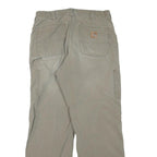 CARHARTT Mens Regular Beige Cotton Blend Trousers W34 L32 Workwear Zip Closure