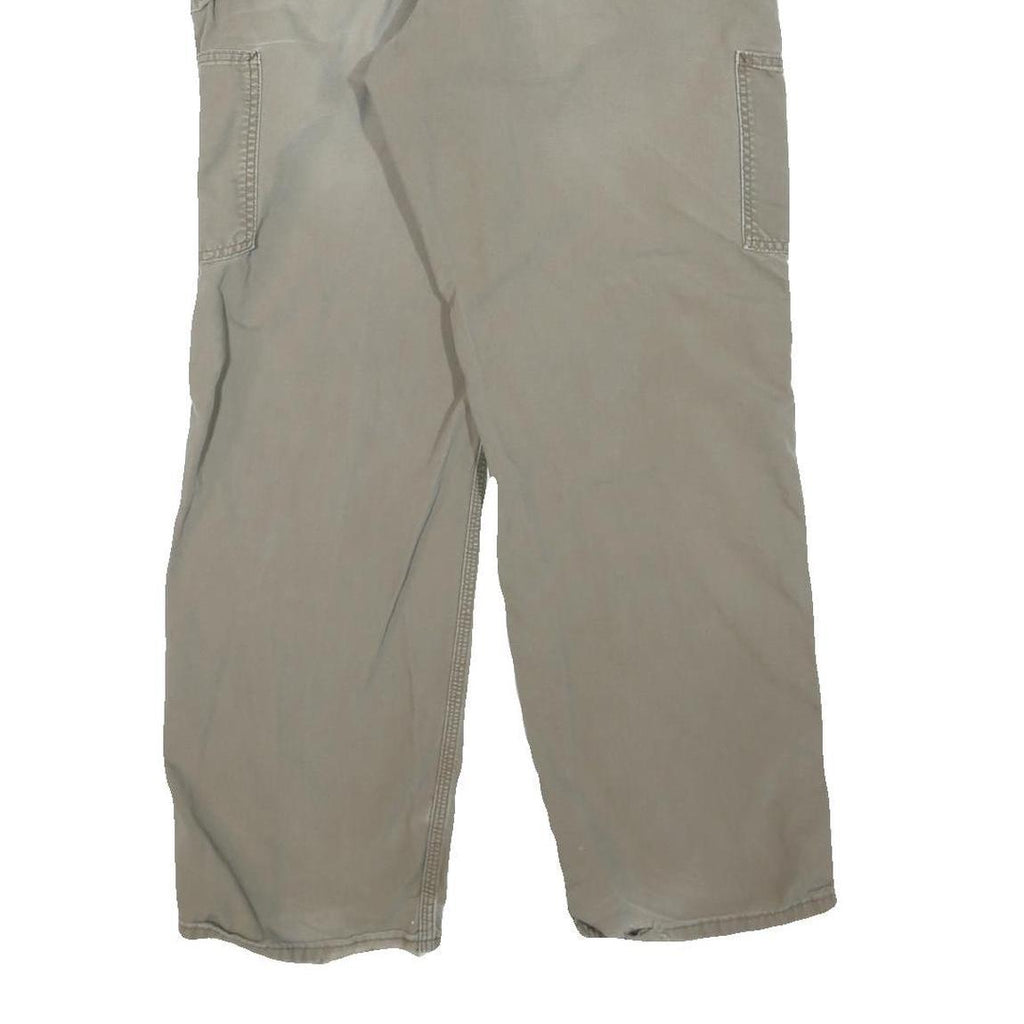 CARHARTT Mens Regular Beige Cotton Blend Trousers W34 L32 Workwear Zip Closure