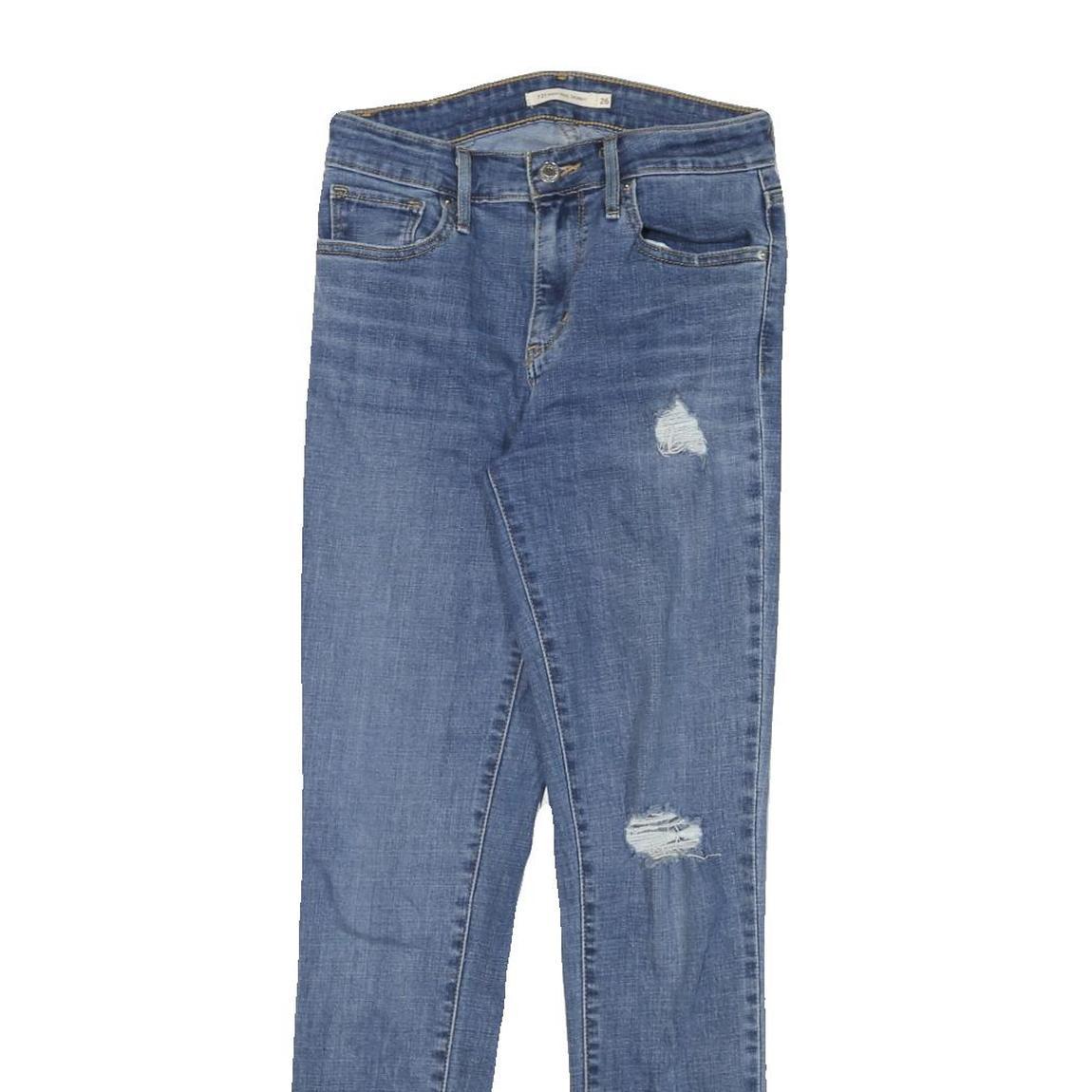 LEVI'S 721 Womens Jeans Blue Slim Skinny Denim Medium W26 L29 Distressed