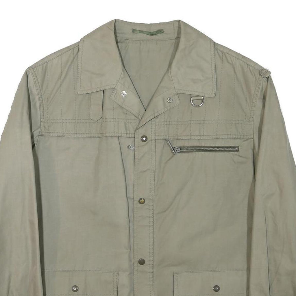 VALMELINE Mens Beige Jacket M Polyester Blend Plain Zip Lightweight Utility