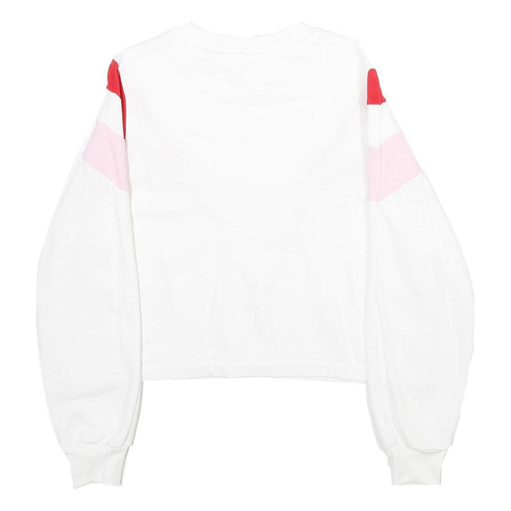 LEVI'S Womens White & Pink & Red Sweatshirt Crew Neck XS Cotton Blend Pullover