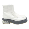 CHARLES & KEITH Womens Ankle Boots Leather White UK 2 Chunky Sole Transparent