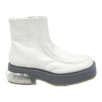 CHARLES & KEITH Womens Ankle Boots Leather White UK 2 Chunky Sole Transparent