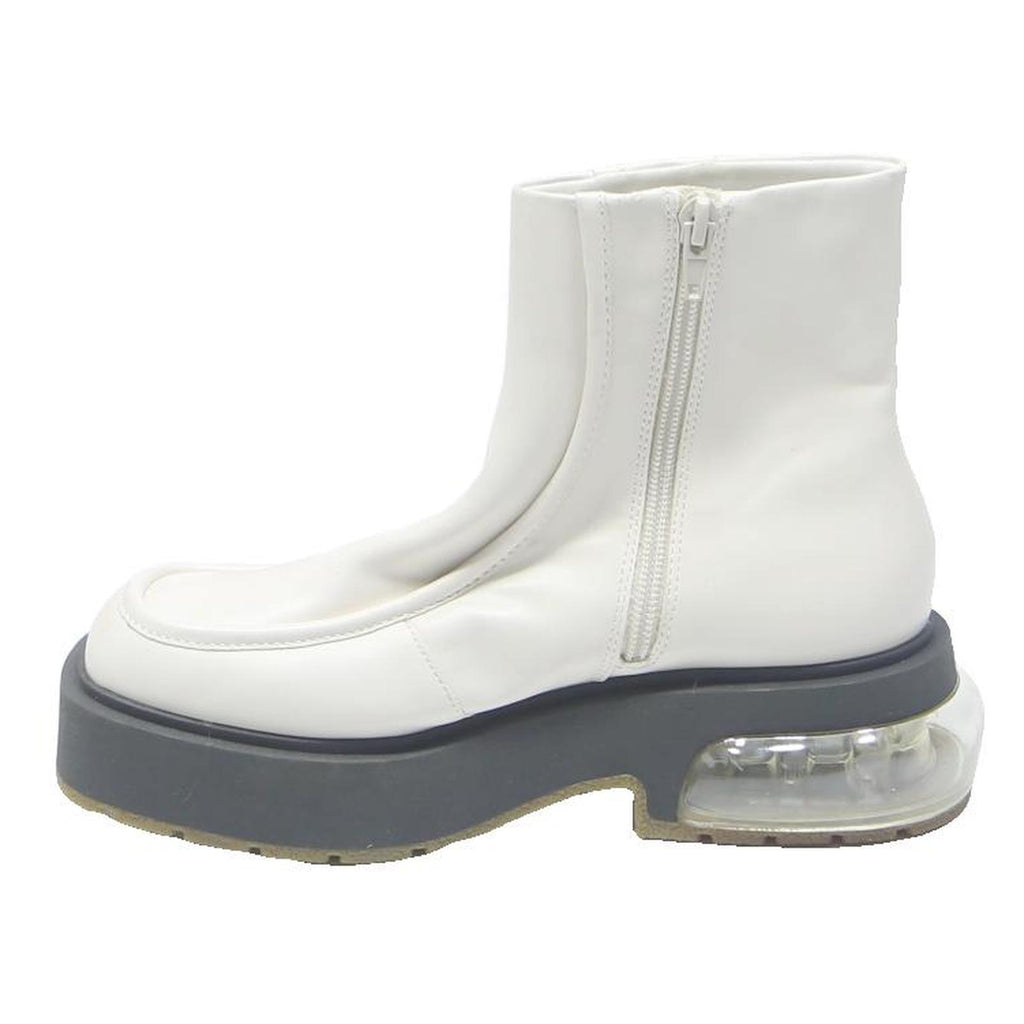 CHARLES & KEITH Womens Ankle Boots Leather White UK 2 Chunky Sole Transparent