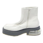 CHARLES & KEITH Womens Ankle Boots Leather White UK 2 Chunky Sole Transparent