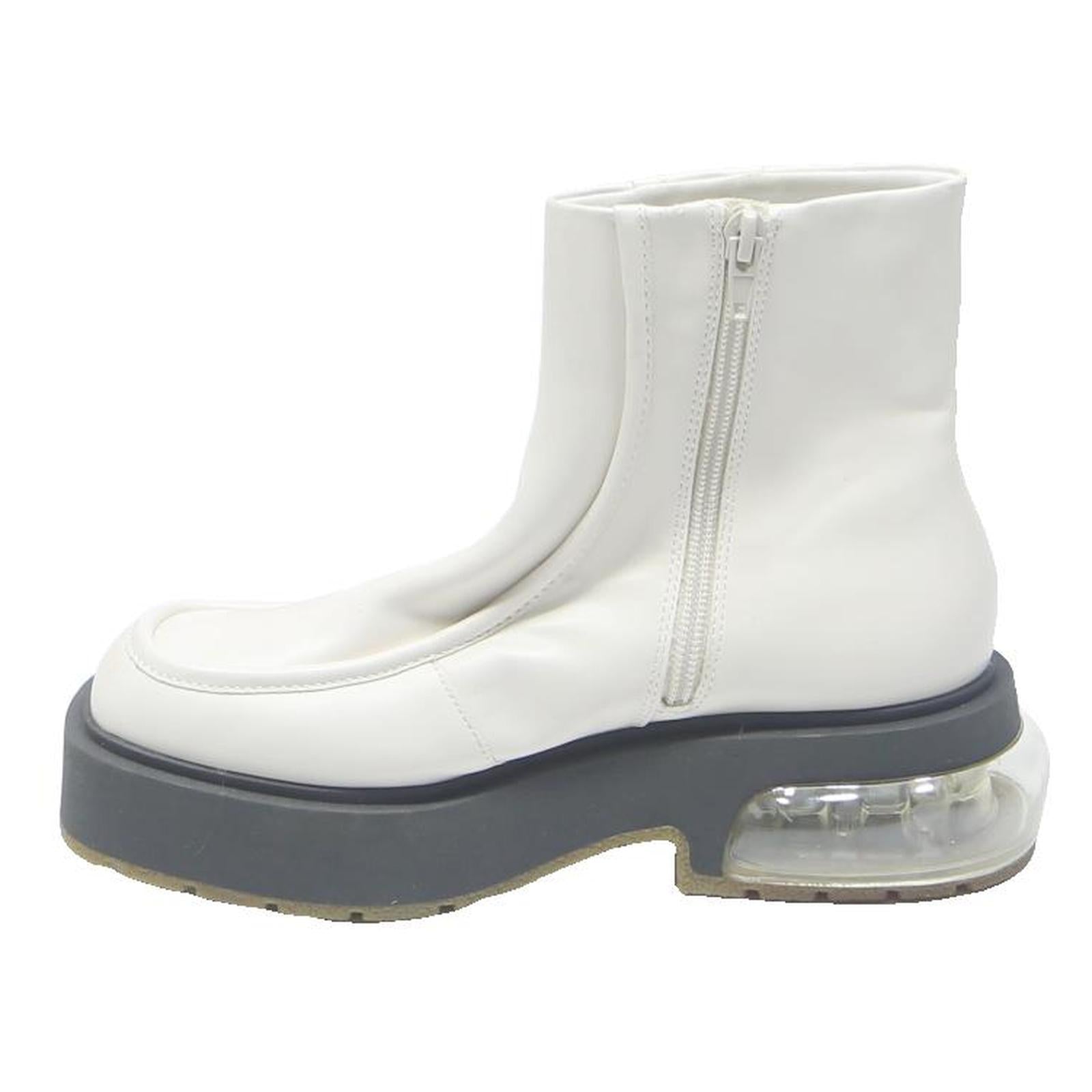 CHARLES & KEITH Womens Ankle Boots Leather White UK 2 Chunky Sole Transparent