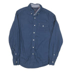 TOMMY HILFIGER Mens Blue Button-Down Shirt XS Cotton Blend Classic Fit Casual