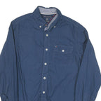 TOMMY HILFIGER Mens Blue Button-Down Shirt XS Cotton Blend Classic Fit Casual