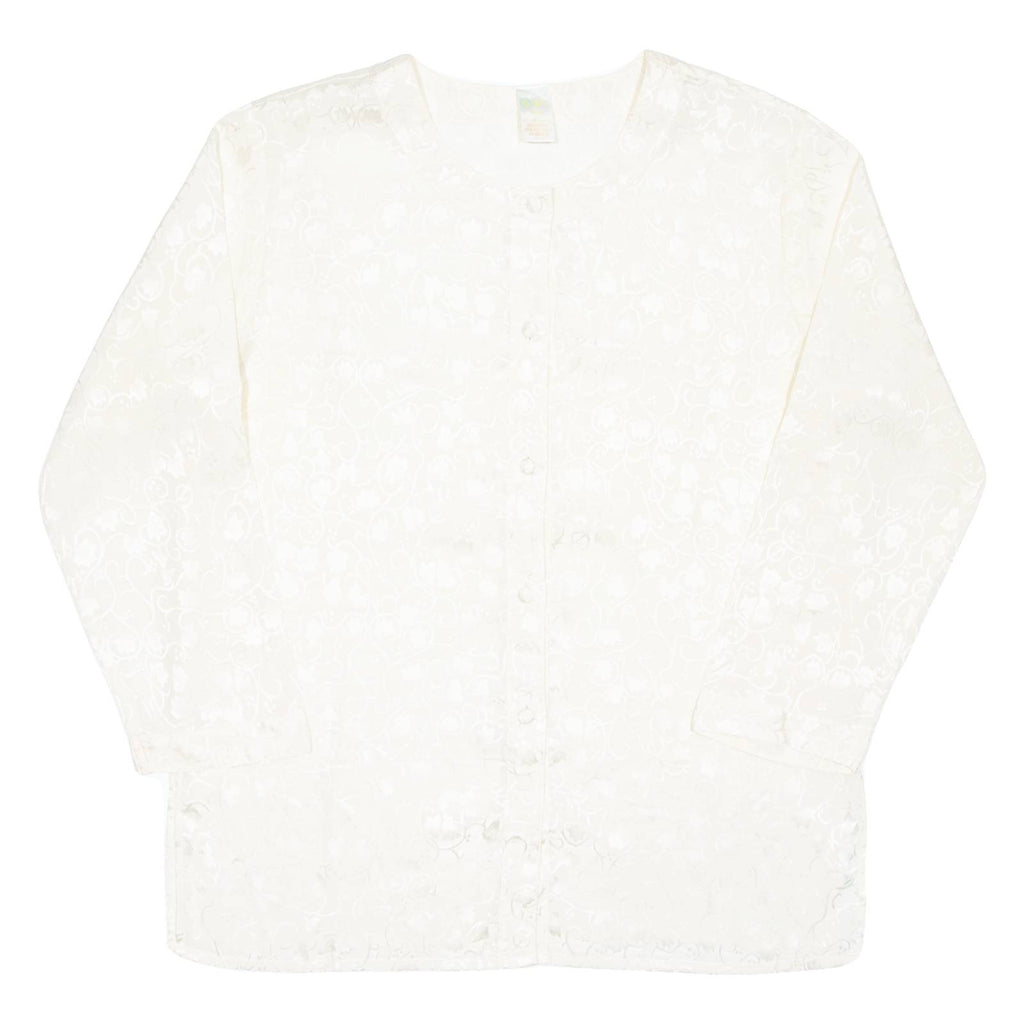 Womens Printed Blouse Cream Long Sleeve Floral XL