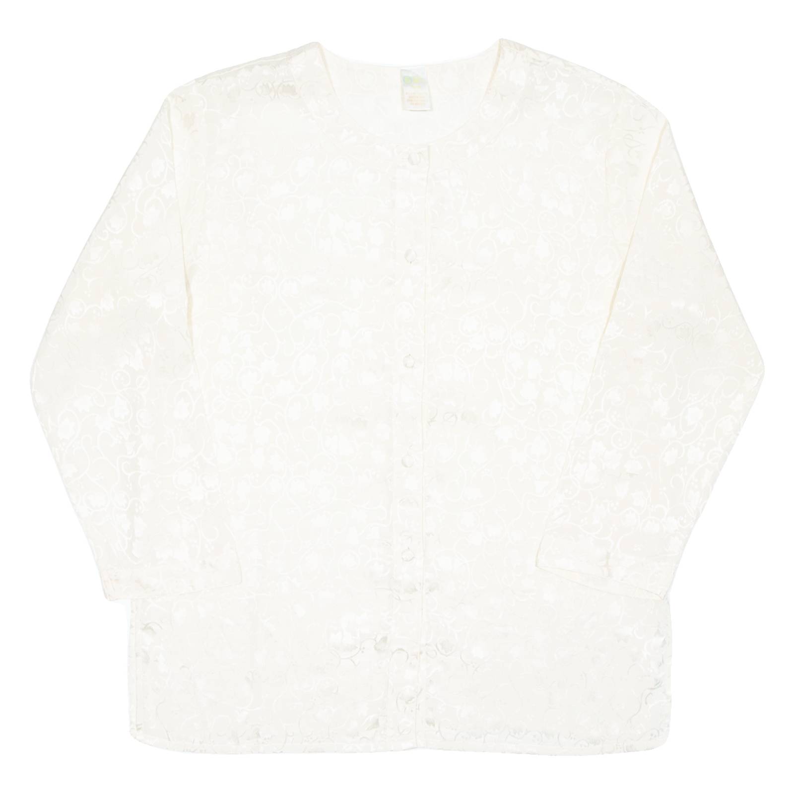 Womens Printed Blouse Cream Long Sleeve Floral XL