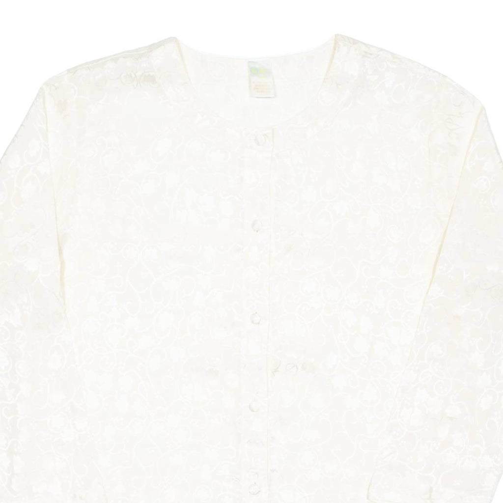 Womens Printed Blouse Cream Long Sleeve Floral XL