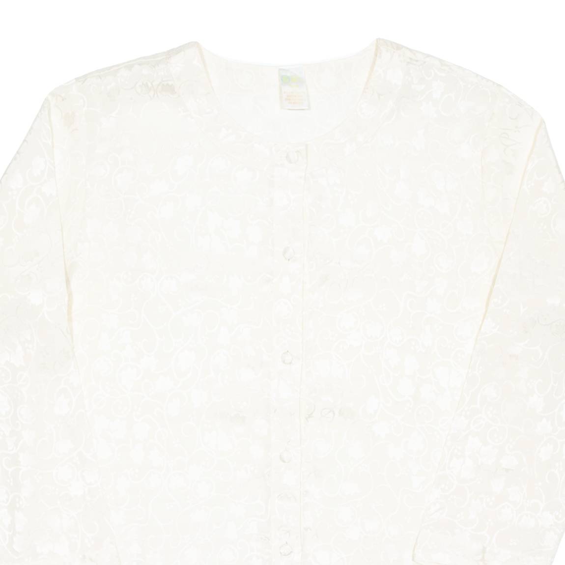 Womens Printed Blouse Cream Long Sleeve Floral XL