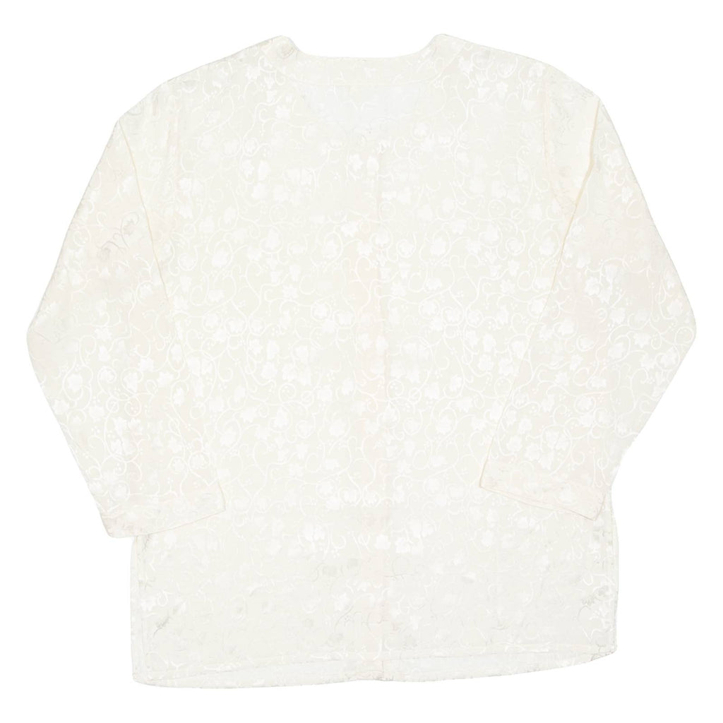 Womens Printed Blouse Cream Long Sleeve Floral XL