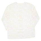 Womens Printed Blouse Cream Long Sleeve Floral XL