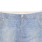 Womens Blue Cotton Blend Denim Mini Skirt Size M Casual Pockets Button