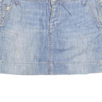 Womens Blue Cotton Blend Denim Mini Skirt Size M Casual Pockets Button