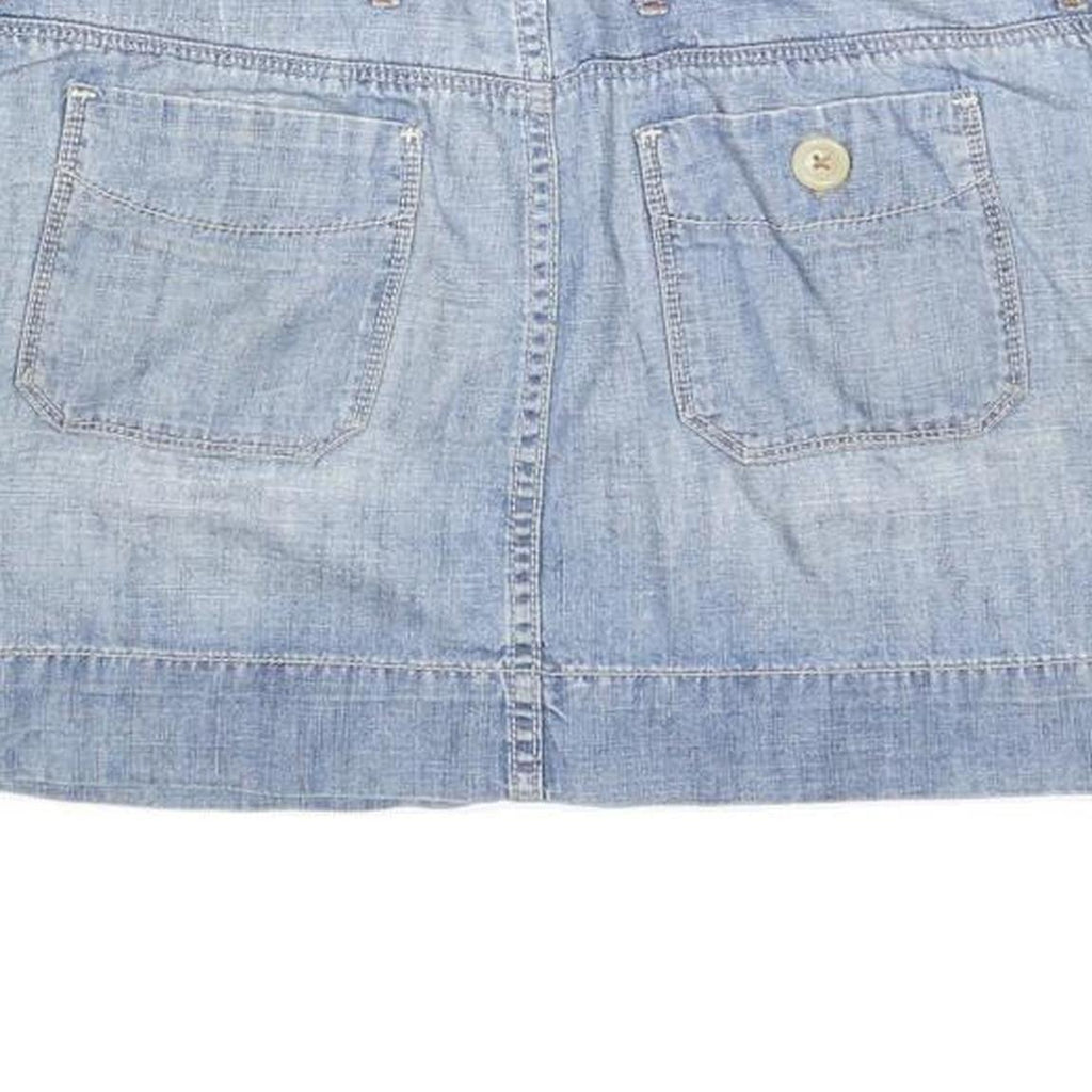 Womens Blue Cotton Blend Denim Mini Skirt Size M Casual Pockets Button