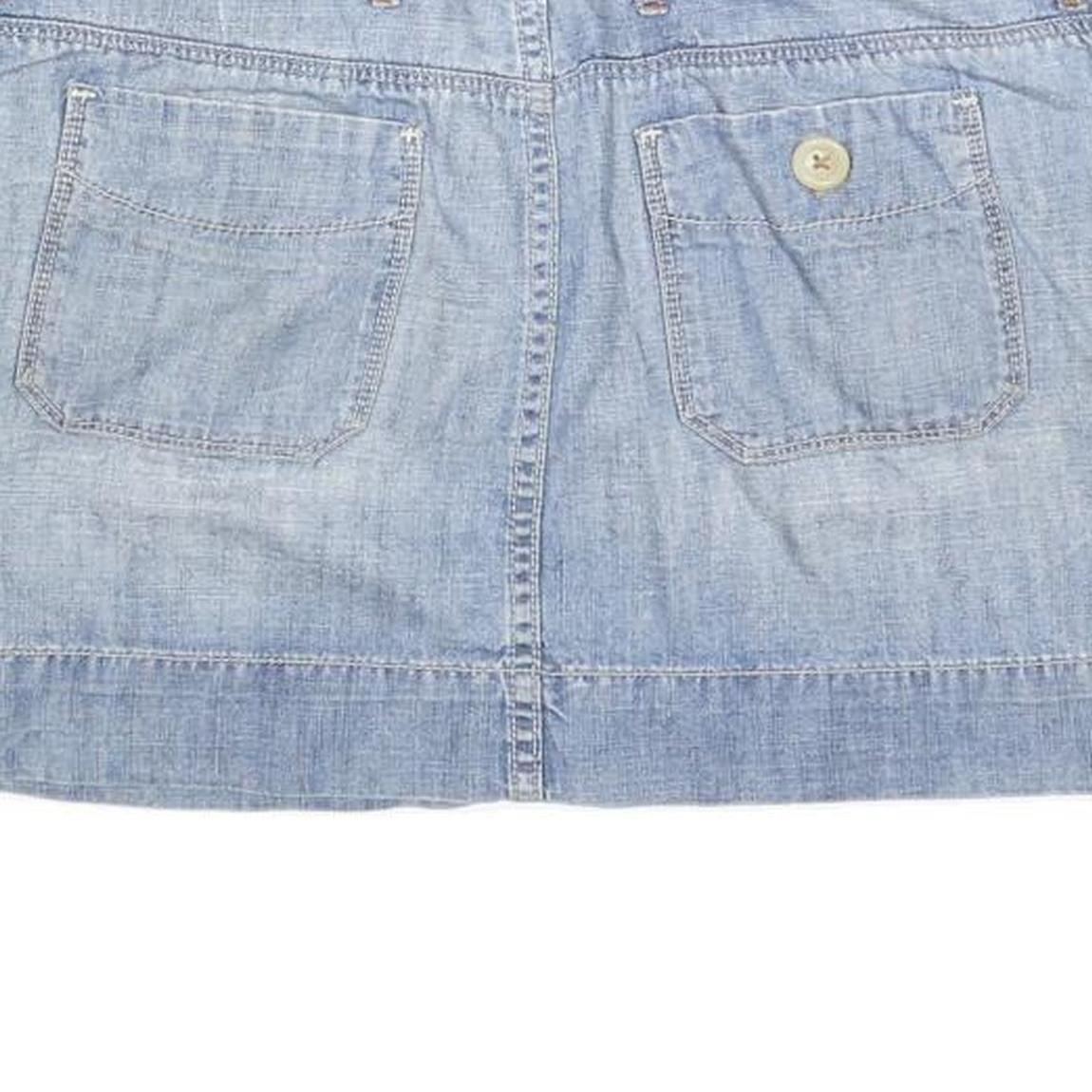 Womens Blue Cotton Blend Denim Mini Skirt Size M Casual Pockets Button