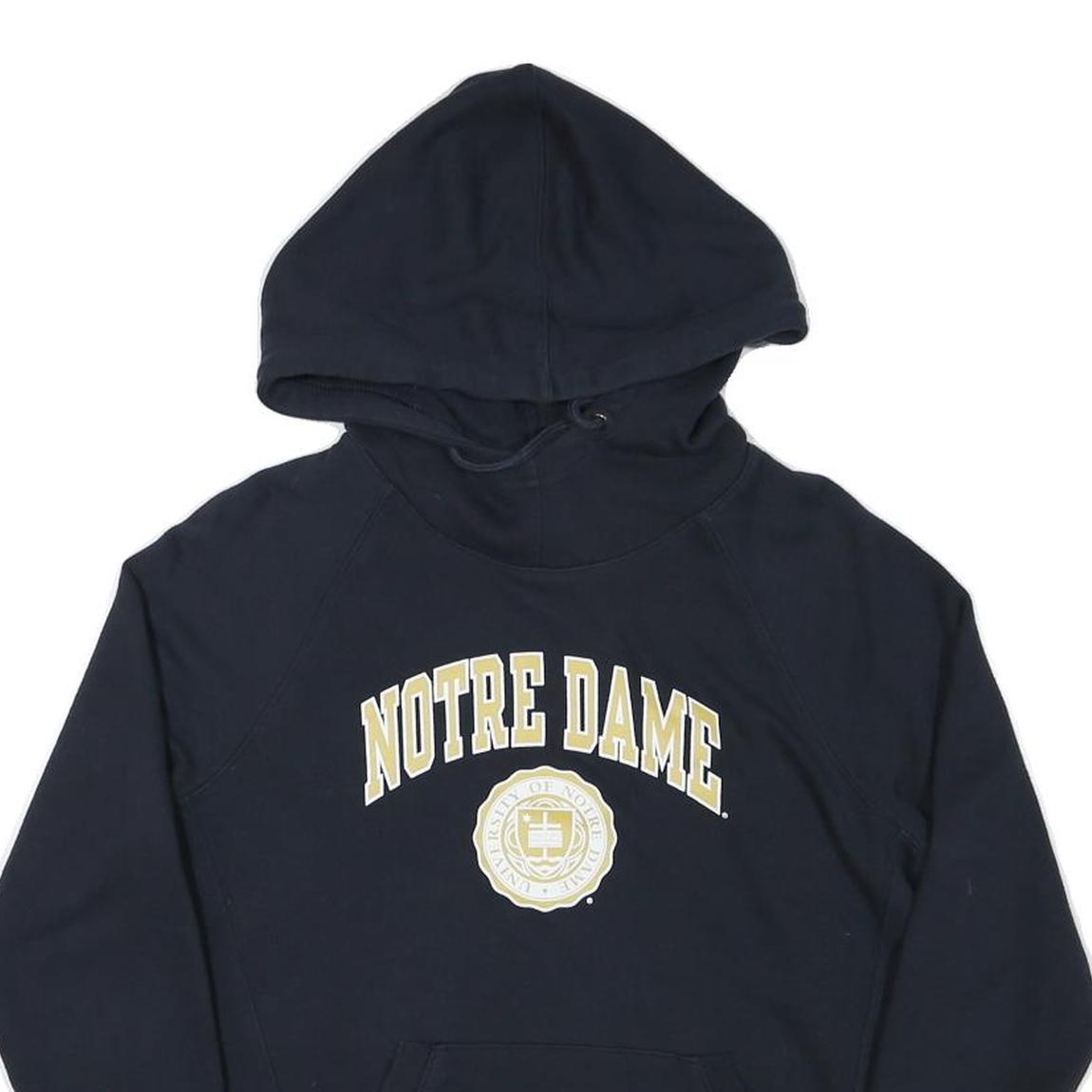 CHAMPION Womens Navy Blue Notre Dame Pullover Hoodie M Cotton Blend
