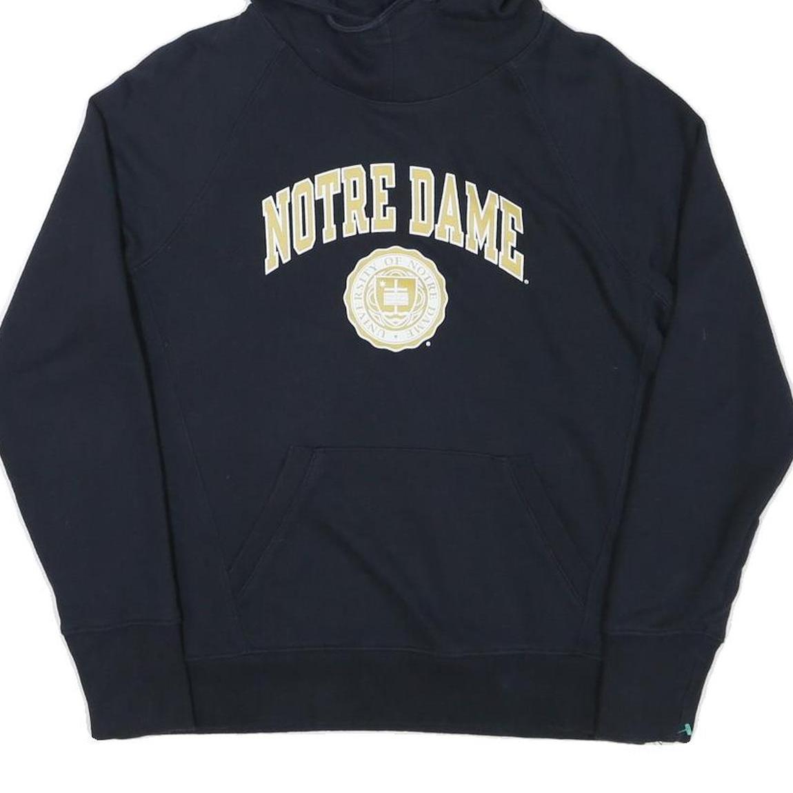 CHAMPION Womens Navy Blue Notre Dame Pullover Hoodie M Cotton Blend