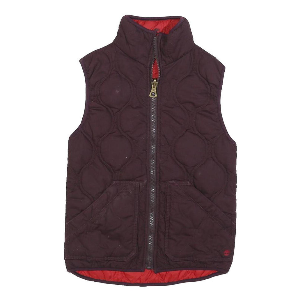 TIMBERLAND Womens Burgundy & Red Quilted Reversible Vest Jacket UK 8 Polyester