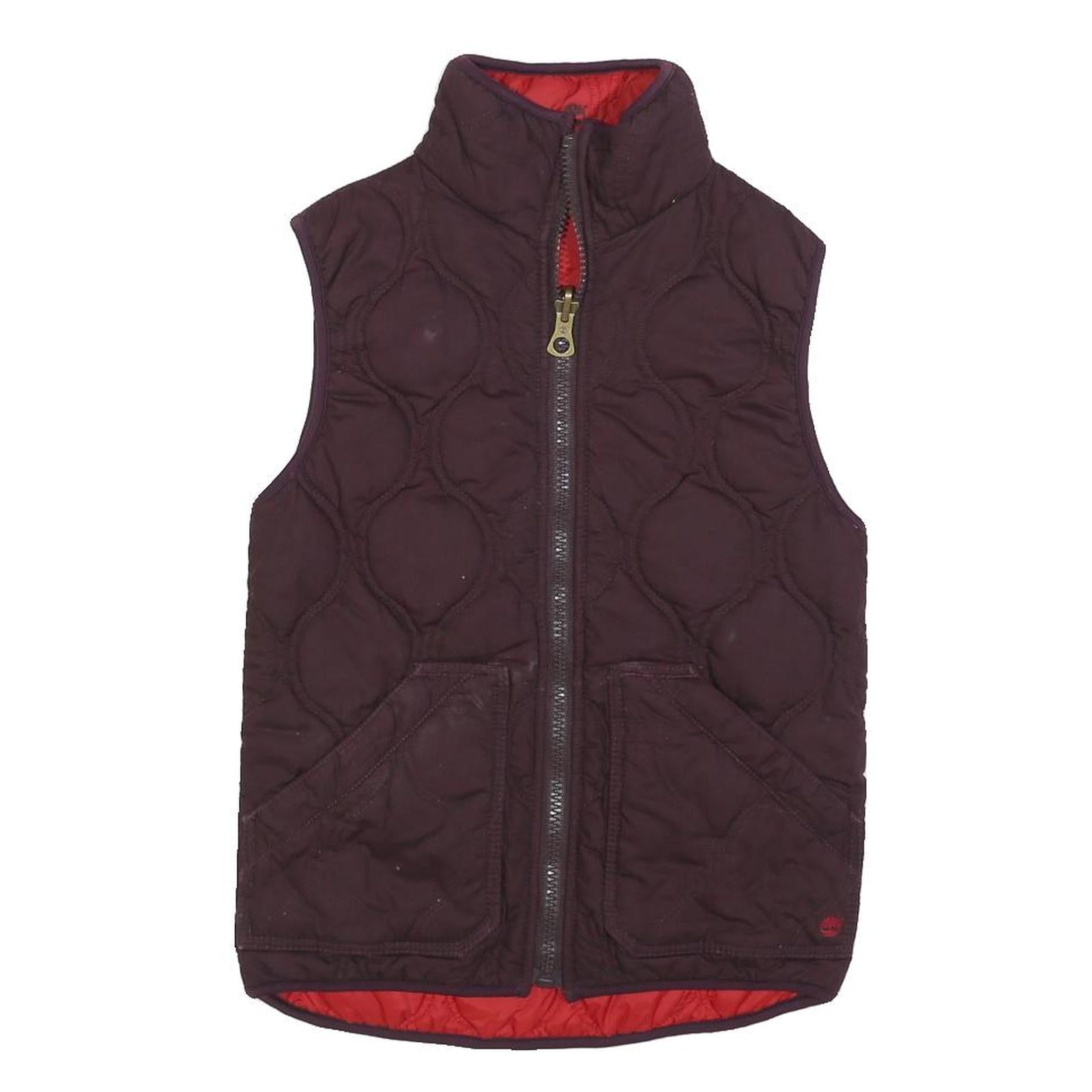 TIMBERLAND Womens Burgundy & Red Quilted Reversible Vest Jacket UK 8 Polyester