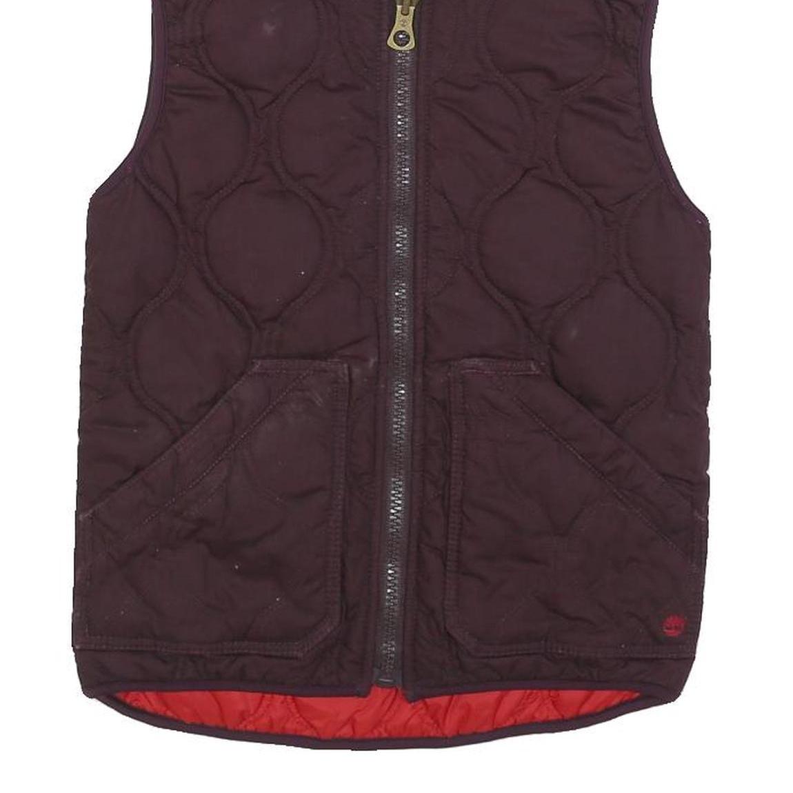 TIMBERLAND Womens Burgundy & Red Quilted Reversible Vest Jacket UK 8 Polyester