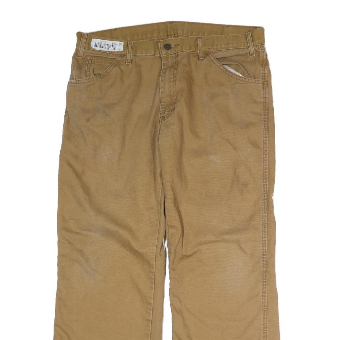 DICKIES Mens Jeans Beige Regular Straight Denim W36 L28 Workwear Trousers