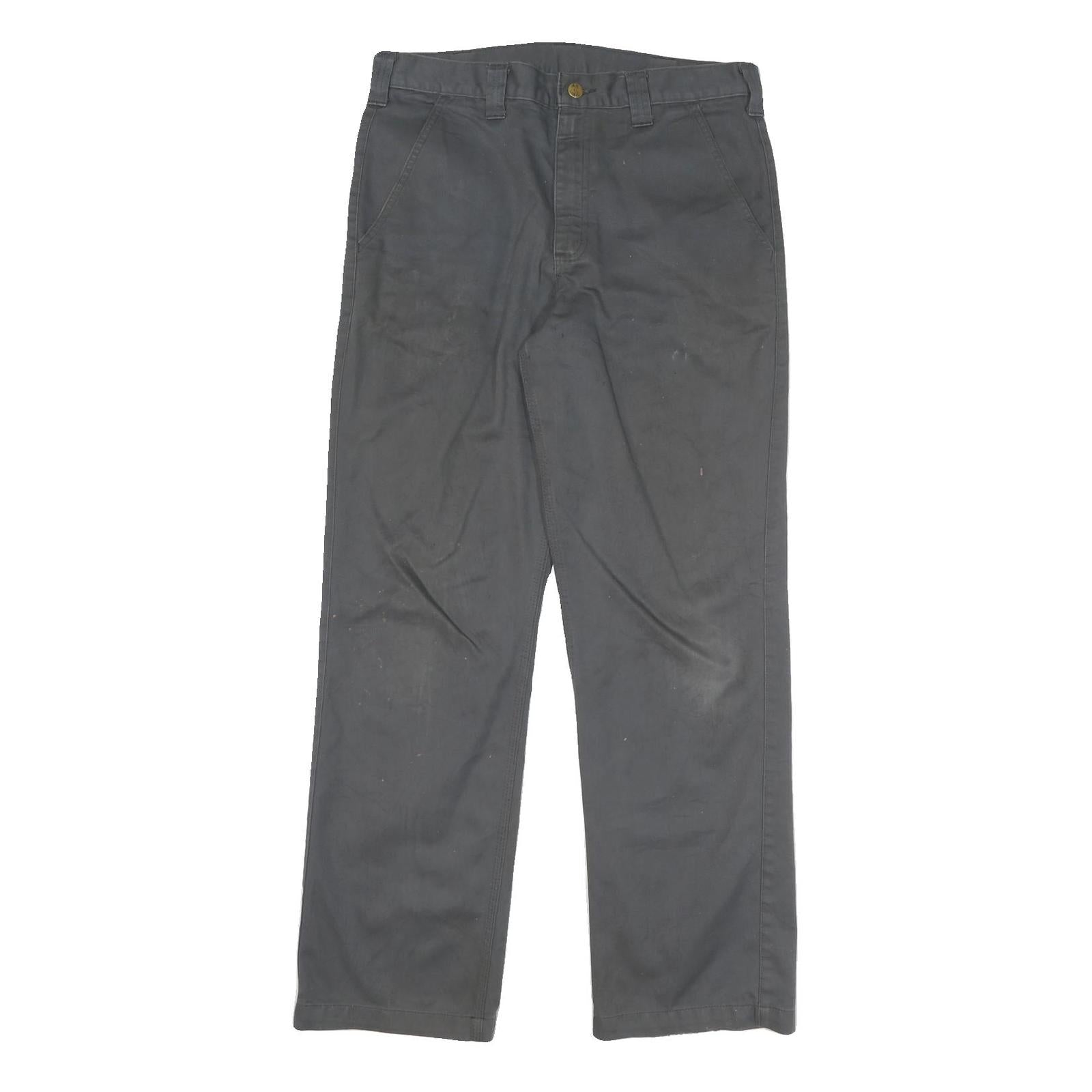 CARHARTT Mens Cotton Blend Grey Regular Straight Trousers W32 L31 Workwear Zip