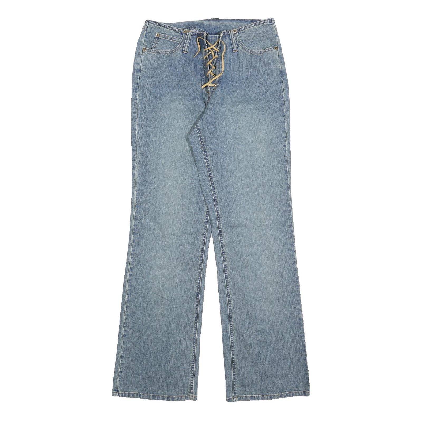 JEANOLOGY Womens Jeans Blue Regular Straight Denim Medium W28 L30 Drawstring