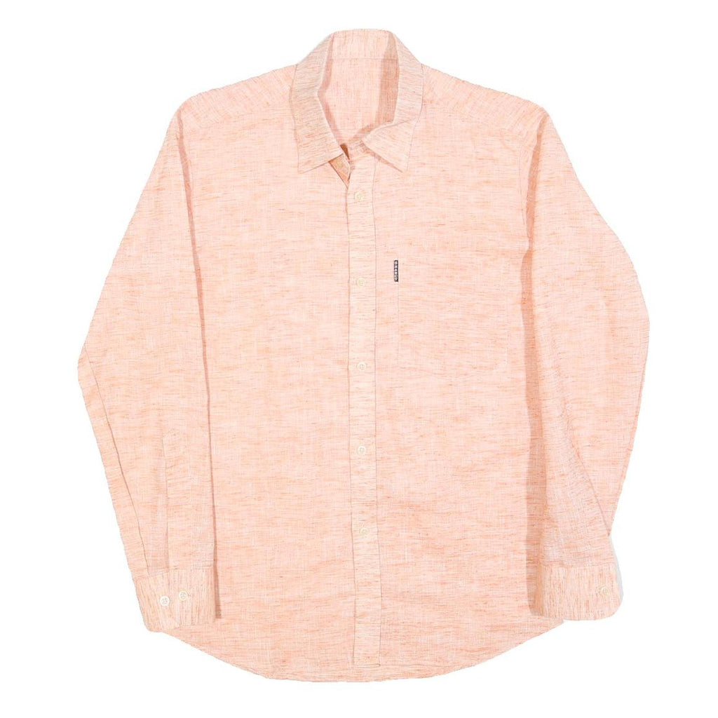 BHANCY Mens Peach Cotton Blend Shirt S Casual Lightweight Long Sleeve