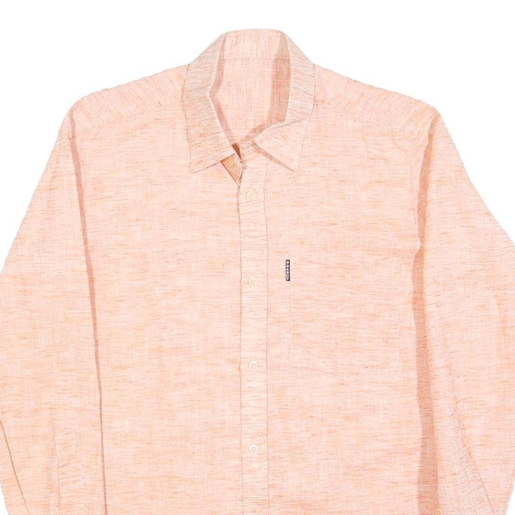 BHANCY Mens Peach Cotton Blend Shirt S Casual Lightweight Long Sleeve