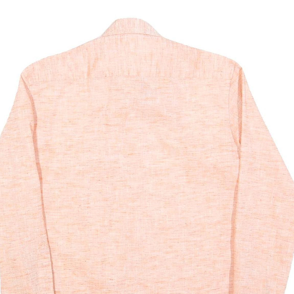 BHANCY Mens Peach Cotton Blend Shirt S Casual Lightweight Long Sleeve