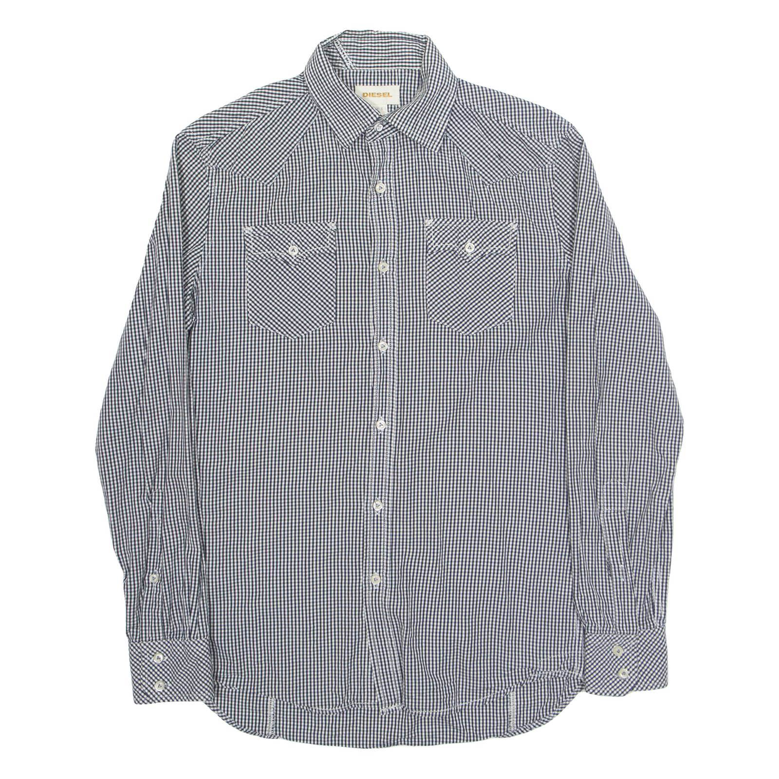 DIESEL Mens Shirt Black Gingham Long Sleeve S