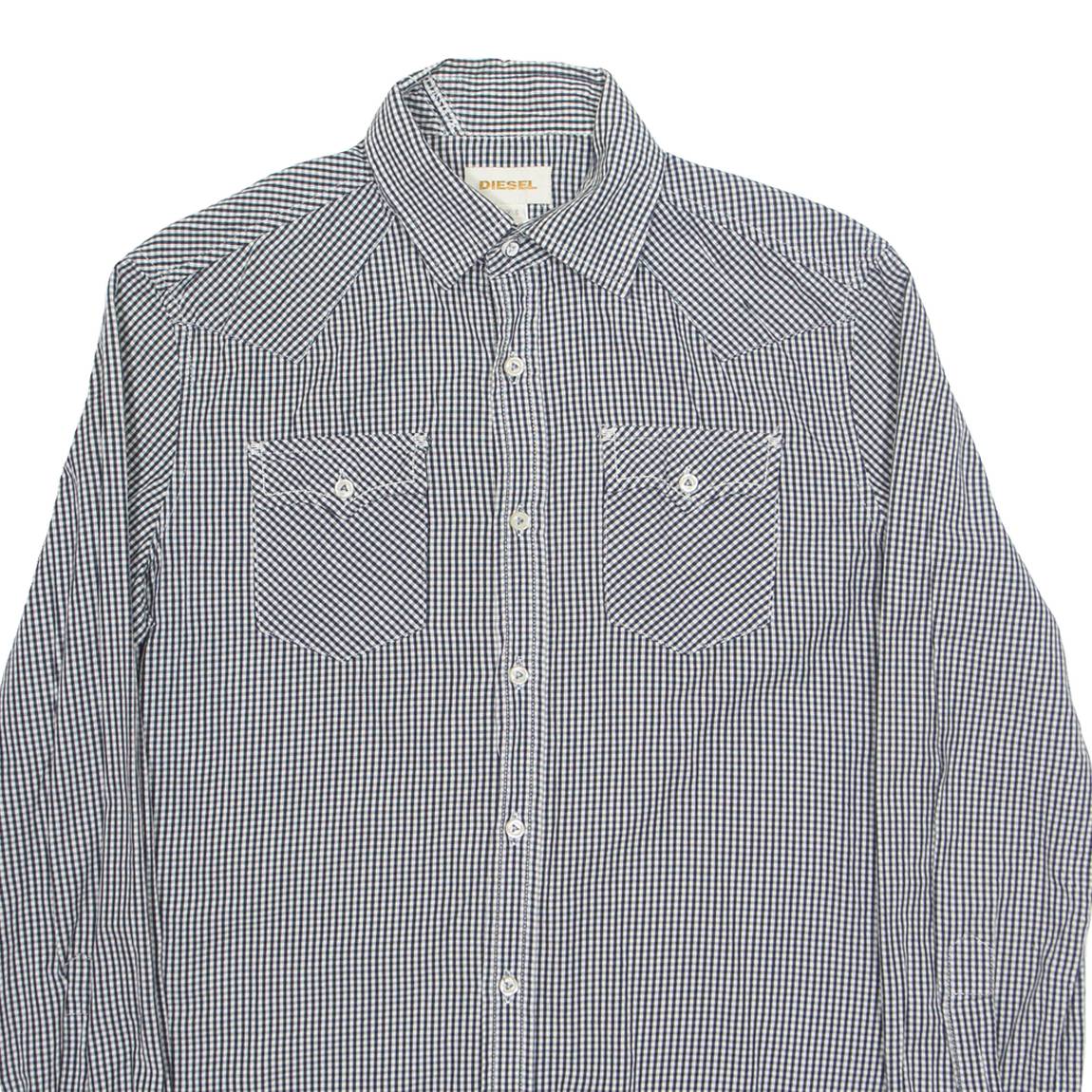 DIESEL Mens Shirt Black Gingham Long Sleeve S